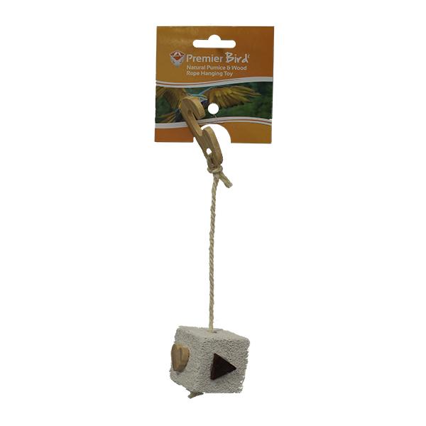 NATURAL PUMICE & WOOD ROPE HANGING TOY